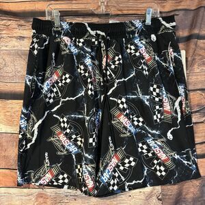 NASCAR Men's XL Swim Trunks Black Lightning All Over Print Racing Shorts 2024